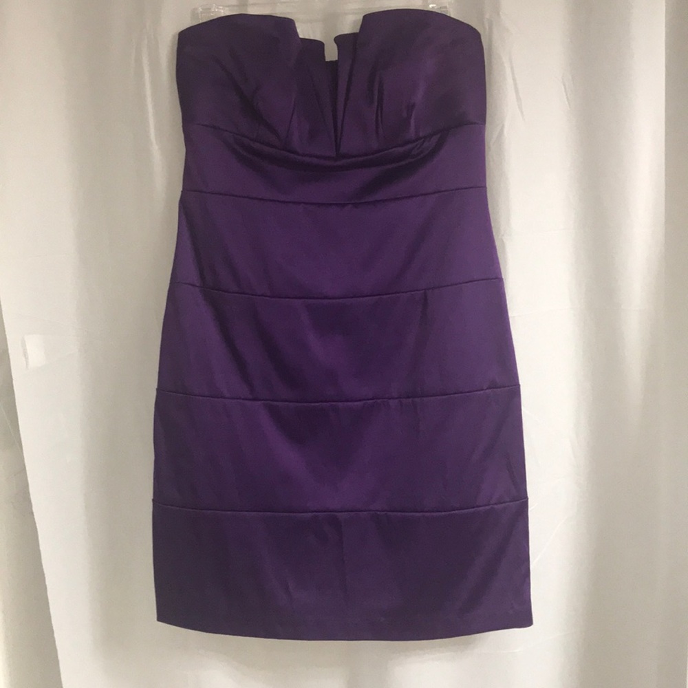 Purple strapless dress